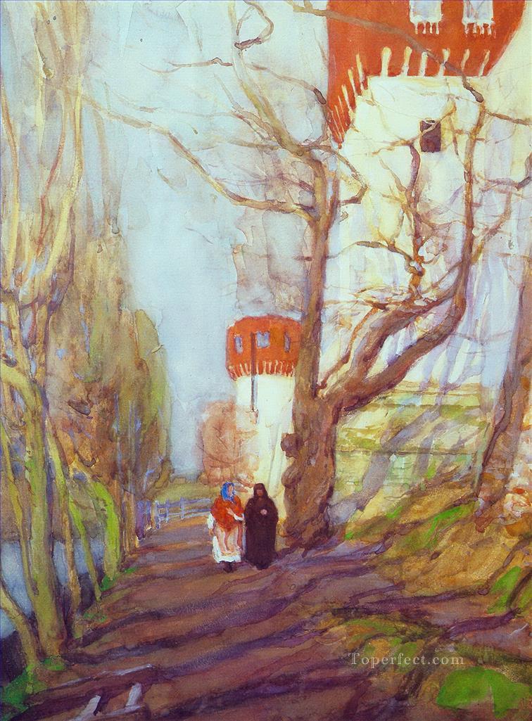 near novodevichy monastery in spring 1900 Konstantin Yuon Oil Paintings